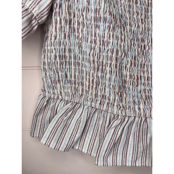 Essue Boho Stripe Puff Sleeve Crop Top - Picture 3 of 6